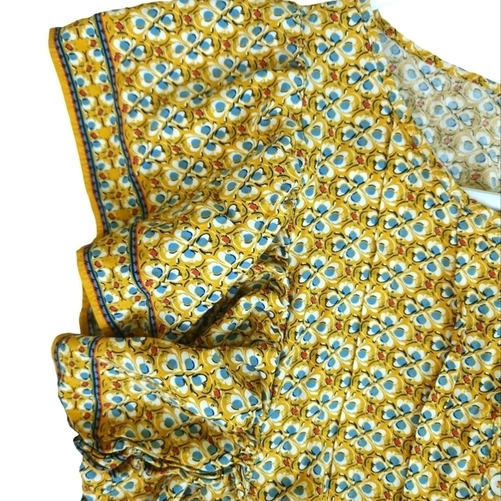 MAX Studio Gold and Blue Flutter Sleeve Top - Picture 3 of 8